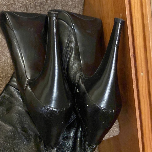 ♠️GUC Nine West Manmade Upper Black Platform Heeled Dress Booties - Picture 12 of 13